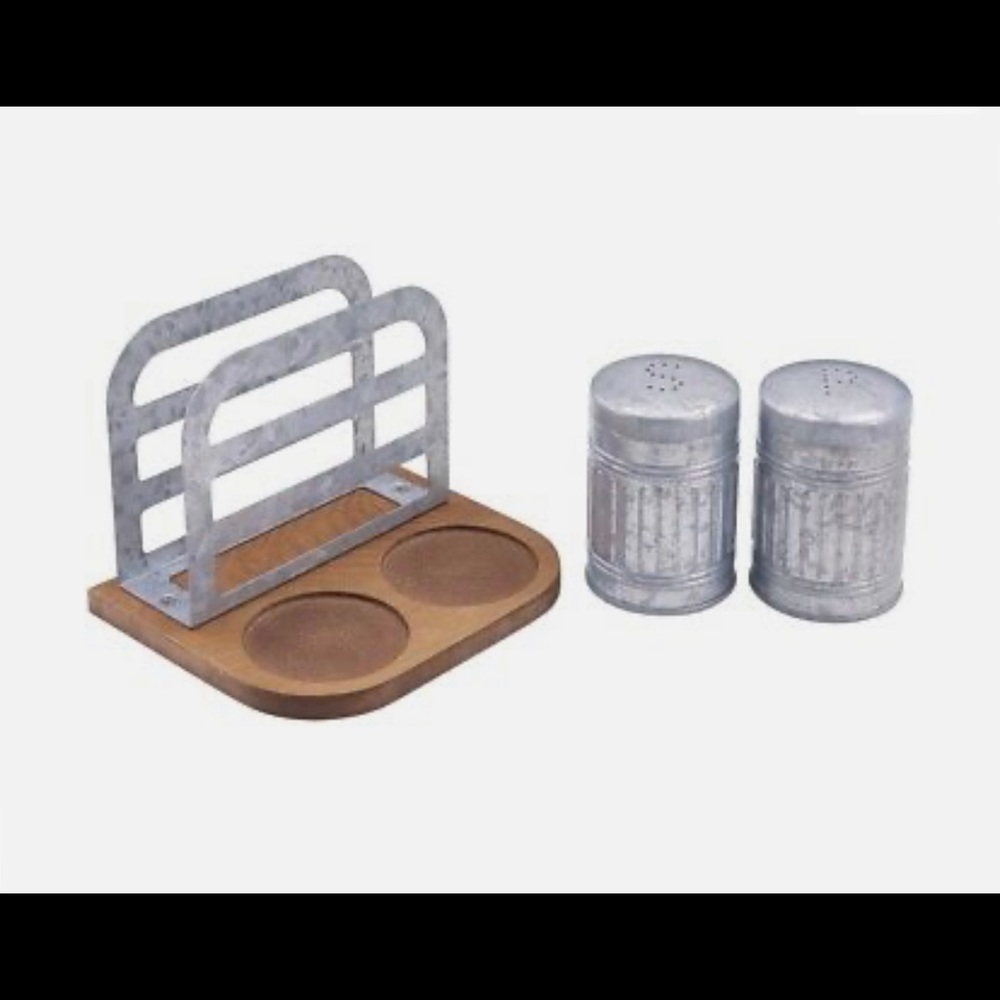 Better Homes & Gardens Farmhouse Galvanized Salt & Pepper Shaker Napkin Holder - Picture 3 of 4